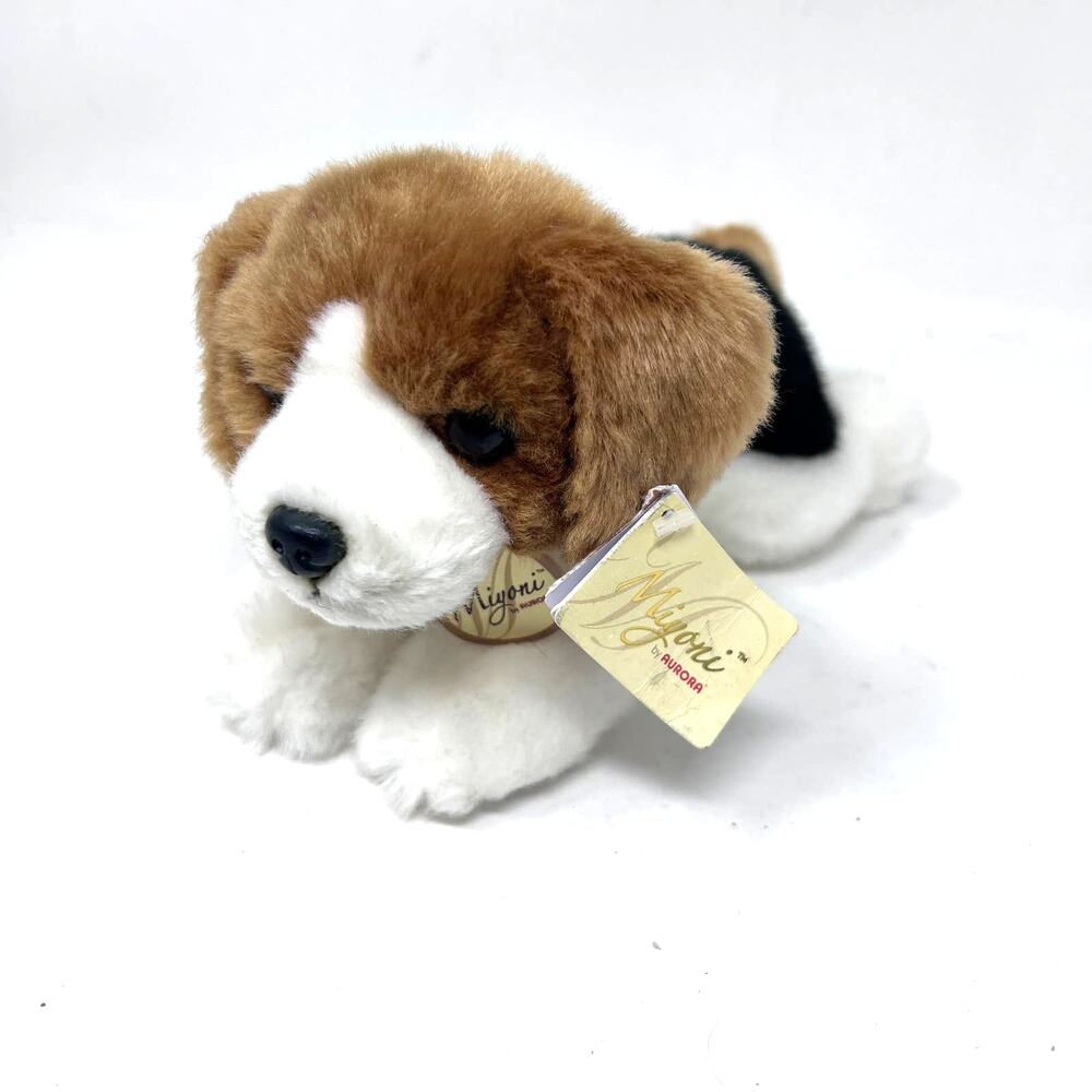 Aurora‎ Miyoni Dog Plush 7" Beagle Stuffed Puppy Small Tan White Black w/ tags